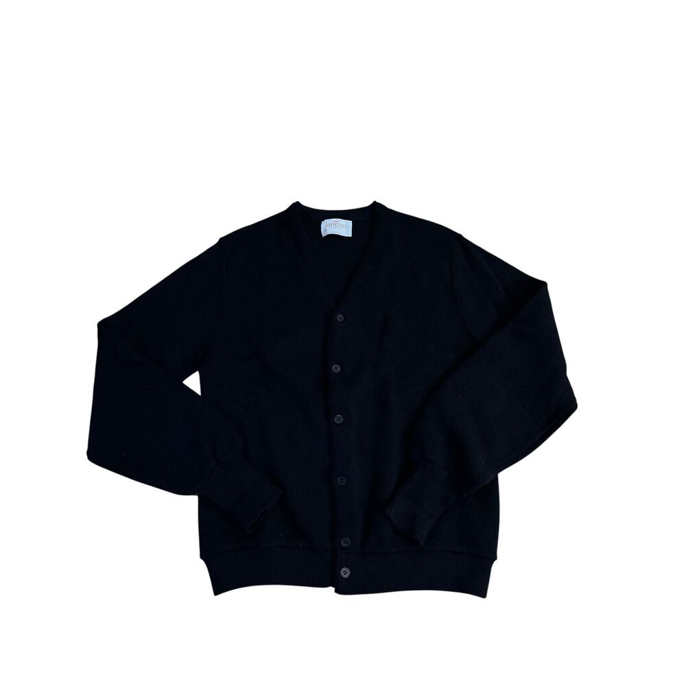 Jantzen Vintage 100% Pure Wool Black Button Up Cardigan
